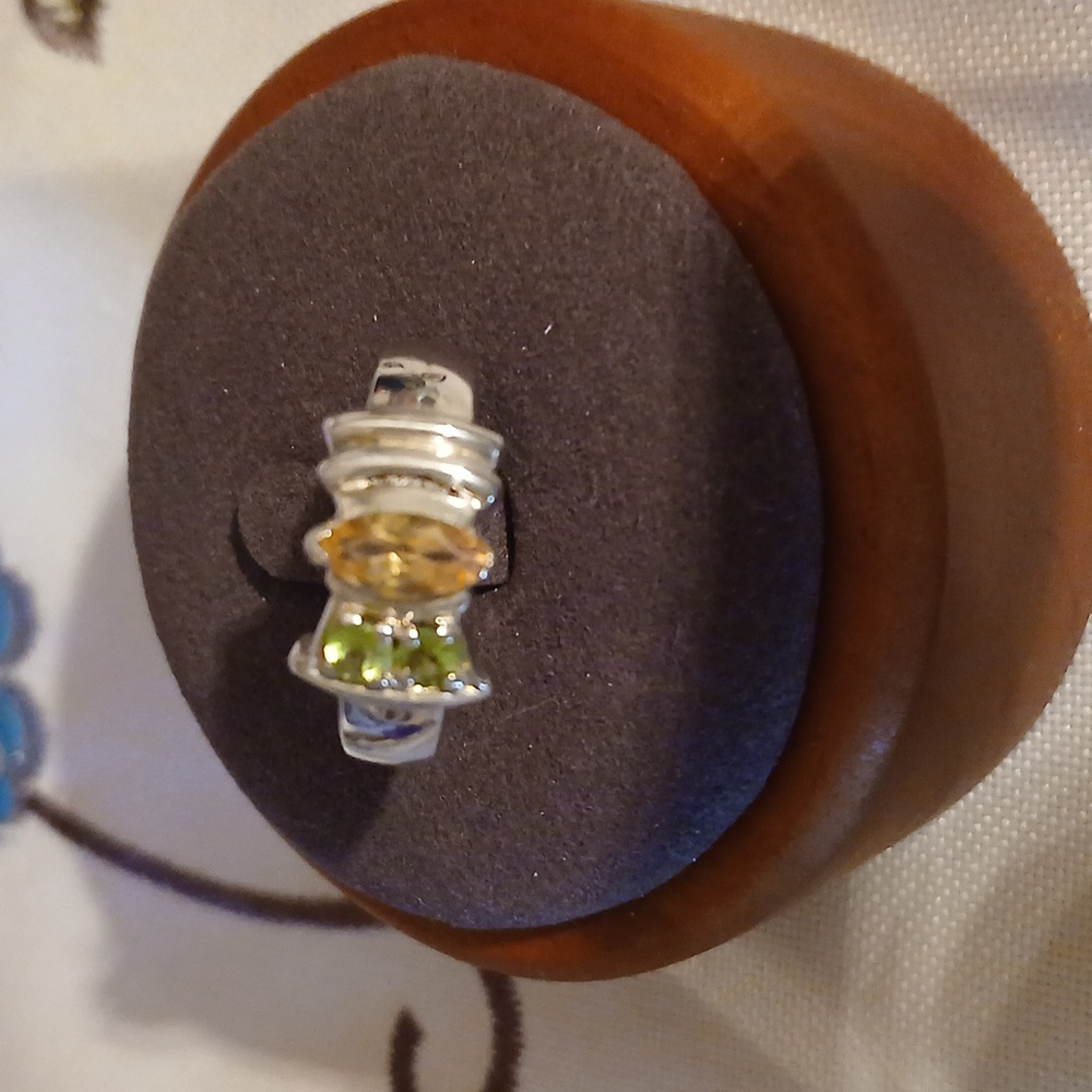 Citrine and Peridot 925 Silver Ring, Size 9 - Picture 4 of 6
